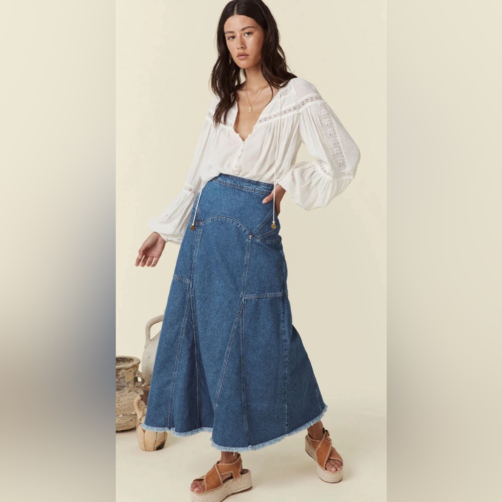 SPELL Muse maxi denim skirt, size medium